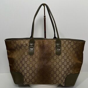 💯 Authentic Gucci GG Lurex Heart Bit Charm Tote Bag in bronze canvas🍀